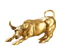 Wall Street Bull Figurine- Prosperity Bull Sculpture for Study, Resin Wealth Symbol | Décor financé par bureau manuel, figurine de trophée de marché motivant, accent d'étagère de bureau