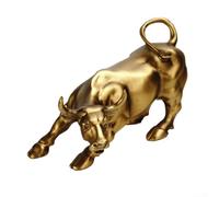 Wall Street Bull Market Ornements en résine 19,5 x 13 x 13 cm Doré Feng Shui Fortune Statue Décor pour la chance et la prospérité Bureau ou Home Desktop Display