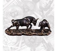 Wall Street Stock Market Charging Bull Thrusting Bear Figuri-Abstrait Art Plateau de table Bœuf Figurine d'agent financier Cadeau Sculpture décorative moderne