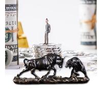 Wall Street Stock Market Charging Bull Thrusting Bear Figuri, Statue d'ours De Taureau De Wall Street Bull Statue Maison Salon Bureau Décoration Bonne Chance Et Richesse-Sculpture Décorative Moderne