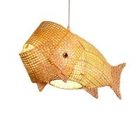 Wall Switch - Bamboo Light Fish Shanging Lights With 47.2‘’ Hanging Cord - Boho Hanging Lamps,Rattan Wicker Woven Bamboo Lamp Shade, Indoor Ceiling Light Fixture For Living Room