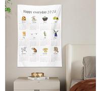 Wall Tapestry 2025 Calendar - Monthly Printed Fabric Planner, Artistic Date Display Hanging Decor, Reusable Soft Textile Organizer, Stylish Household Wall Accent | Wife Grandmother Dining Room Study