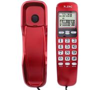 Wall Telephone,Home Fixed Phone,Wired Desk Phone with LCD Display,Caller ID,Dual DTMF FSK System (Red)