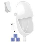 Wall Urinal with Lid, Spill-Proof Toilet System, Flushing Diverter Design, Durable Hose Attachment, Portable Sanitary Solution, Ideal for Garage, Dorm, Yard, Camping, Vehicle Use