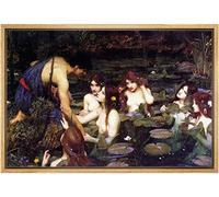 wall26 Impression sur toile encadrée Hylas et les nymphes par John William Waterhouse Personnes Illustrations Fine Art Culturel coloré traditionnel pour salon, chambre, bureau - 61 x 91,4 cm Naturel