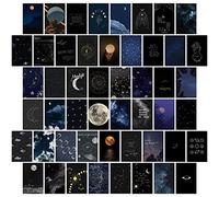 wall67 Kit de collage mural d'images esthétiques, kit de collage photo lune et étoiles pour décoration de dortoir, adolescent, garçon et fille, collection de photos tendance pour décoration de chambre