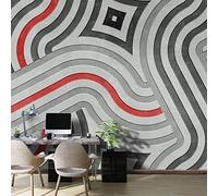 WALL81 Soft Shapes Papier Peint, Cellulose et Fibres Textiles écologiques, Gris, Rouge, Noir, Taille s-cm 285 x 300 H