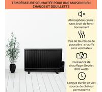 Wallander Radiateur à bain d'huile ultra plat 800W thermostat - noir