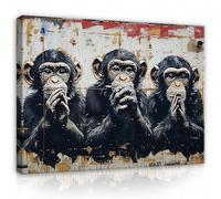 WallArena images imprimées sur toile, Singe, | Singe, impression sur toile, tableau sur toile, dimensions : 60 x 40 cm (L x H) - une seule pièce sur toile.