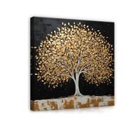WallArena - Images sur toile - Arbre doré noir - Abstrait Industria - 80 x 80 cm - Tableau sur toile - Tableau mural XXL grand format mural pour salon, chambre à coucher, salon