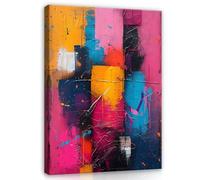 WallArena - Images sur toile - Art abstrait multicolore - Pop Art - 100 x 75 cm - Tableau mural sur toile - Tableau mural XXL grand format mural pour salon, chambre à coucher, salon