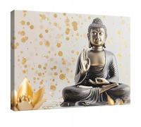 WallArena - Images sur toile - Bouddha - 120 x 80 cm - Image sur toile - Tableau mural XXL grand format pour salon, chambre à coucher, salon - Impression d'art moderne - Zen Spa Orient