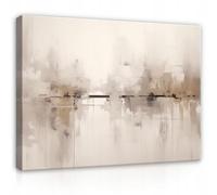 WallArena - Impression sur toile - Abstrait - 100x70 cm - Tableau decoration murale - Tableau mural XXL grand format pour salon, chambre à coucher - Impression artistique - Aqaurell Beige