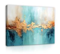 WallArena - Impression sur toile - Abstrait - 100x70 cm - Tableau decoration murale - Tableau mural XXL grand format pour salon, chambre à coucher - Impression artistique - Aquarelle bleue