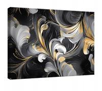 WallArena - Impression sur toile - Abstrait - 100x70 cm - Tableau decoration murale - Tableau mural XXL grand format pour salon, chambre à coucher - Impression artistique - Noir ornement doré