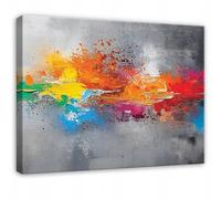 WallArena - Impression sur toile - Abstrait - 120x80 cm - Tableau decoration murale - Tableau mural XXL grand format pour salon, chambre à coucher - Impression artistique - Art coloré Gris