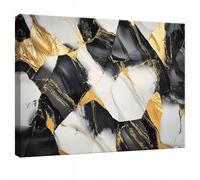 WallArena - Impression sur toile - Abstrait - 40x30 cm - Tableau decoration murale - Tableau mural XXL grand format pour salon, chambre à coucher - Impression artistique - noir or blanc