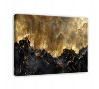 WallArena - Impression sur toile - Abstrait - 60x40 cm - Tableau decoration murale - Tableau mural XXL grand format pour salon, chambre à coucher - Impression artistique - Or Noir