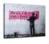 WallArena - Impression sur toile - Banksy - 60x40 cm - Tableau decoration murale - Tableau mural XXL grand format pour salon, chambre à coucher - Impression artistique - Mur de briques d'art