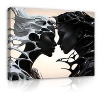 WallArena - Impression sur toile - Coffee & Milk - 100x70 cm - Tableau decoration murale - Tableau mural XXL grand format pour salon, chambre à coucher - Impression artistique - Abstrait