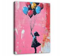 WallArena Impression sur toile de Banksy - 70 x 100 cm - Tableau mural XXL grand format pour salon, chambre à coucher - Tableau mural moderne - Street Art - Fille avec ballon