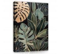 WallArena - Impression sur toile - Feuilles - 30x40 cm - Tableau decoration murale - Tableau mural XXL grand format pour salon, chambre à coucher - Impression artistique - Nature Vert