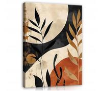 WallArena - Impression sur toile - Feuilles - 40x60 cm - Tableau decoration murale - Tableau mural XXL grand format pour salon, chambre à coucher - Impression artistique - Géométrique Boho