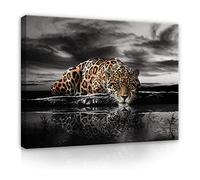WallArena - Impression sur toile - Jaguar - 120x80 cm - Tableau decoration murale - Tableau mural XXL grand format pour salon, chambre à coucher - Impression artistique - Animaux