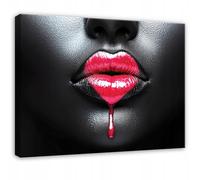 WallArena - Impression sur toile - Lèvres - 120x80 cm - Tableau decoration murale - Tableau mural XXL grand format pour salon, chambre à coucher - Impression artistique - Noir glamour