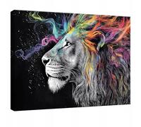 WallArena - Impression sur toile - Lion - 60x40 cm - Tableau decoration murale - Tableau mural XXL grand format pour salon, chambre à coucher - Impression artistique - Animaux abstraits