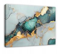 WallArena - Impression sur toile - Marbre - 60x40 cm - Tableau decoration murale - Tableau mural XXL grand format pour salon, chambre à coucher - Impression artistique - Abstrait Blanc Vert