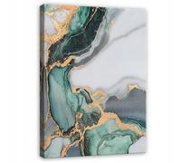WallArena - Impression sur toile - Marbre - 70x100 cm - Tableau decoration murale - Tableau mural XXL grand format pour salon, chambre à coucher - Impression artistique - Abstrait Blanc Vert