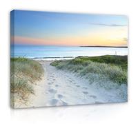 WallArena - Impression sur toile - Mer - 100x70 cm - Tableau decoration murale - Tableau mural XXL grand format pour salon, chambre à coucher - Impression artistique - Plage Paysage
