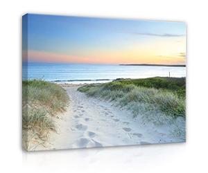WallArena - Impression sur toile - Mer - 120x80 cm - Tableau decoration murale - Tableau mural XXL grand format pour salon, chambre à coucher - Impression artistique - Plage Paysage