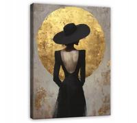 WallArena - Impression sur toile - Mme - 40x30 cm - Tableau decoration murale - Tableau mural XXL grand format pour salon, chambre à coucher - Impression artistique - Or Glamour
