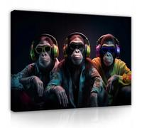 WallArena - Impression sur toile - Singe - 120x80 cm - Tableau decoration murale - Tableau mural XXL grand format pour salon, chambre à coucher - Impression artistique - Animaux Abstrait