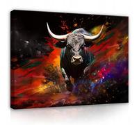 WallArena - Impression sur toile - Taureau - 40x30 cm - Tableau decoration murale - Tableau mural XXL grand format pour salon, chambre à coucher - Impression artistique - Abstrait Animaux