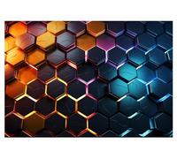 WallArena - Papier peint en non tissé pour chambre d'enfant 350x250 cm Garçon Gaming Hexagone - Papiers peints photo, papiers peints pour enfants, papier peint pour chambre d'enfant - Papier peint en