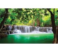 Wallarena | papier peint intissé 130 g/m² | Magic Cascade | | 20007 _ Ve-aw | Nature Jungle Plante d'eau Cascade Vert Blanc, Green,white,brown, VEXXXL (416cm. x 254cm.)