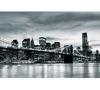 Wallarena | papier peint intissé 130 g/m² | New York City et pont de Brooklyn | | 20079 _ Ve-aw | City Urban New York Pont de Brooklyn Noir/blanc, Black and White,black,white, VEXXXL (416cm. x 254cm.)