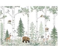 WallArena Papier peint intissé Animaux de la forêt 300 x 210 cm
