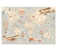 WallArena Papier peint intissé Carte du monde enfants filles 312 x 219 cm