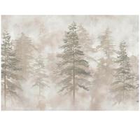 WallArena - Papier peint panoramique intissé Forêt 400x280 cm - Papier peint photo non tissé - Pour salon et chambre à coucher - Effet 3D - Avec colle - Brume naturelle beige