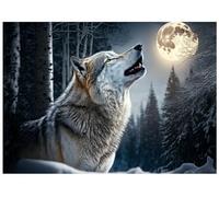WallArena - Papier peint panoramique intissé loup 350x250 cm - Papier peint photo non tissé - Pour salon et chambre à coucher - Effet 3D - Avec colle - Animaux, nature, animal, forêt