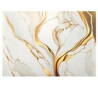 WallArena Papier Peint Panoramique Intissé Marbre Structure Or Imitation pierre 368x254 cm Chambre à coucher Salle de séjour Photo Non Tissé Muraux Moderne Trompe l'oeil