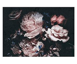 WallArena - Papier peint photo non tissé - Fleurs vintage bouquet de pivoines noires et roses - 368 x 254 cm - Papier peint photo - Pour salon et chambre à coucher - Avec colle