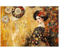 WallArena - Papier peint photo non tissé Gustav Klimt 150 x 105 cm - Papier peint photo - Pour salon et chambre à coucher - Effet 3D - Avec colle - Femme dorée - Art abstrait