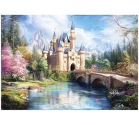 WallArena - Papier peint photo non tissé Le château de la princesse 350x250 cm - Papier peint photo - Pour salon et chambre à coucher - Effet 3D - Avec colle - paysage fantastique