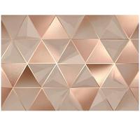 WallArena - Papier peint photo non tissé - Motif abstrait - 150 x 105 cm - Papier peint photo - Pour salon et chambre à coucher - Effet 3D - Avec colle - Géométrique beige rose doré moderne