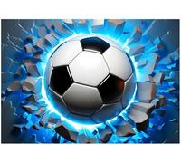 WallArena - Papier peint photo non tissé - Motif ballon de football - 350 x 250 cm - Papier peint photo - Pour salon et chambre à coucher - Effet 3D - Avec colle - Sport adolescent - Noir et bleu